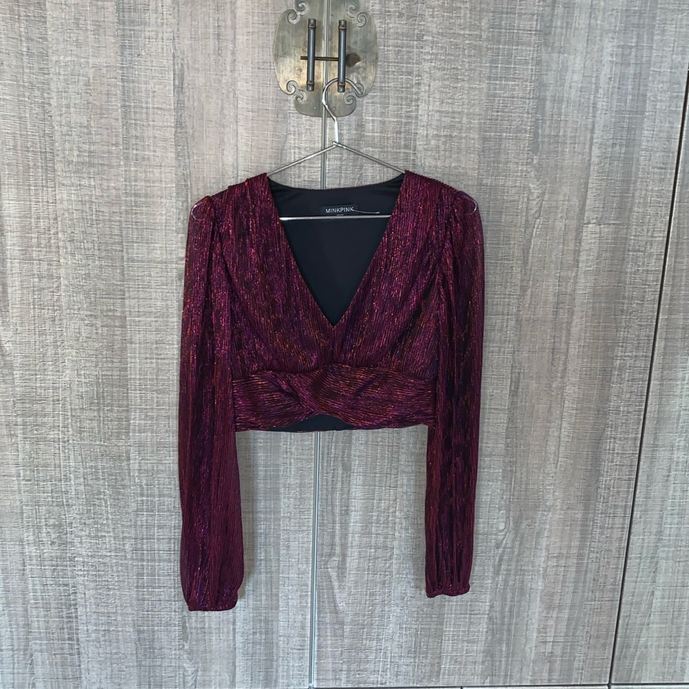 MinkPink Ines Twist Lurex Top